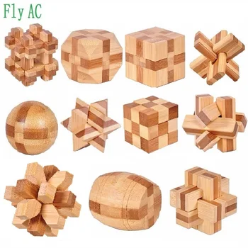 

11 pcs/set 3D handmade vintage Ming lock Luban lock wooden Bamboo toys adults puzzle children adult Birthday gift