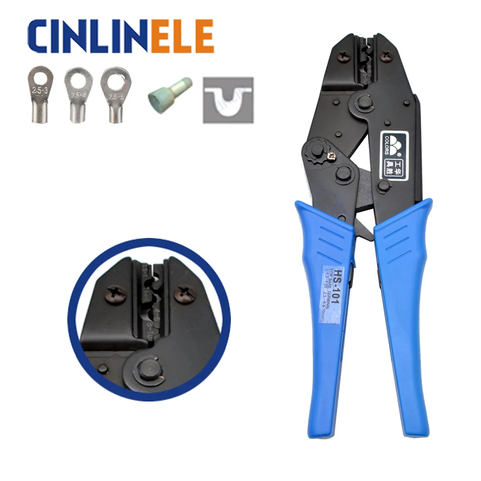 

HS-101 1.5-10mm 15-7AWG Crimp Pliers Multi Hand Tools Uninsulated Ring&Spade Terminals Crimping alicate Replaceable Dies 9 Inch