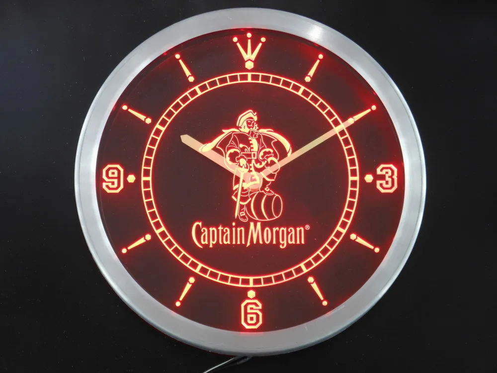 

nc0113 Captain Morgan Spiced Rum Bar Neon Light Signs LED Wall Clock
