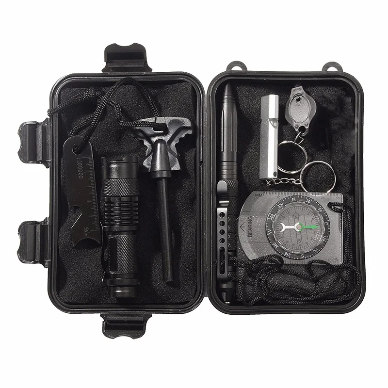Prix pour Professionnel 10 en Voyage En Plein Air Survie D'urgence Kits Lampe de Poche Coupe pour Camp Multi fonction Trousse de Premiers soins Boîte Cas Prix pour Professionnel 10 en Voyage En Plein Air Survie D'urgence Kits Lampe de Poche Coupe pour Camp Multi fonction Trousse de Premiers soins Boîte Cas