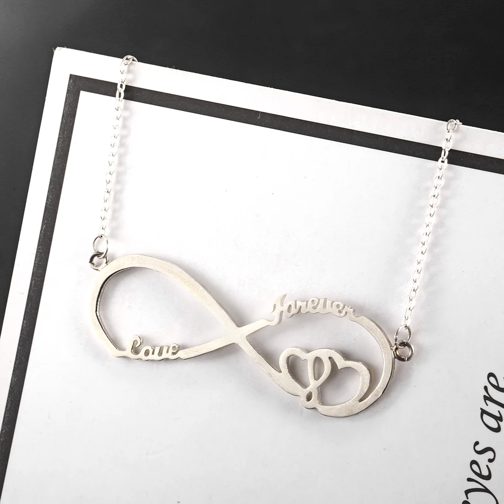 L11 925 Sterling Silver Infinity Personalized Name Necklace for Woman Customized Two Name Nameplate Necklace Custom Lover Gift (4)