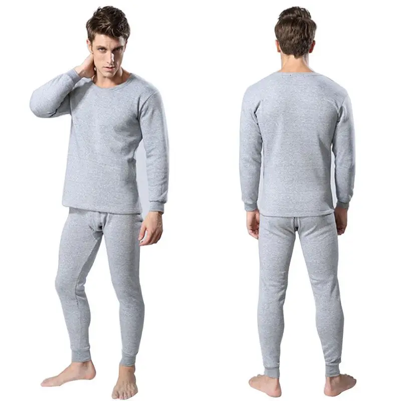 COCKCON 2 Pcs/lot Cotton Men Thermal Underwear Set Autumn Winter Warm Thicken Long Johns Tops Bottom