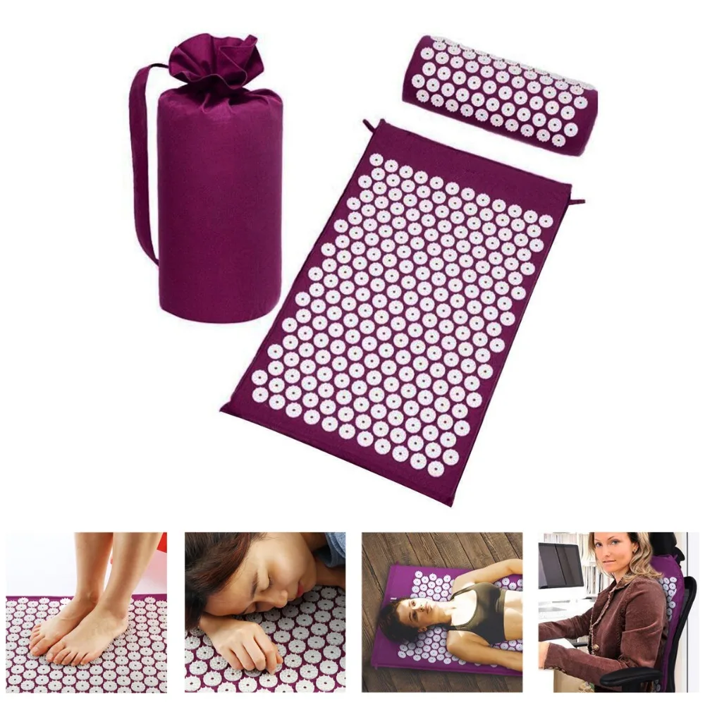 Spike Acupressure Mat and Pillow Set Relieve Body Foot Pain Stress