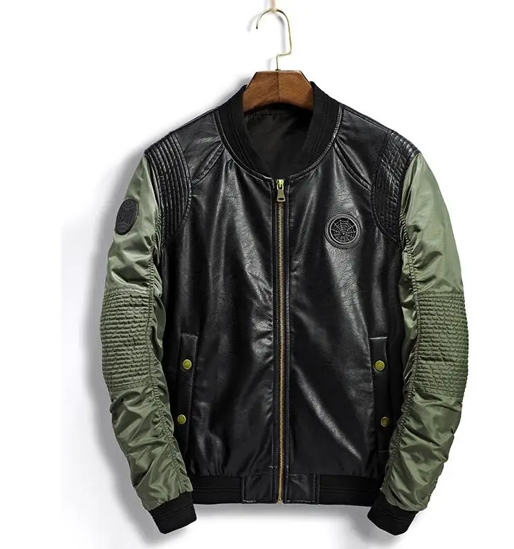 Jacket Men Uniform Baseball Jackets Pu Leather Coats Slim Fit College Pilot Leather Jackets casaco masculino flight jacket #d27 Jacket Men Uniform Baseball Jackets Pu Leather Coats Slim Fit College Pilot Leather Jackets casaco masculino flight jacket #d27