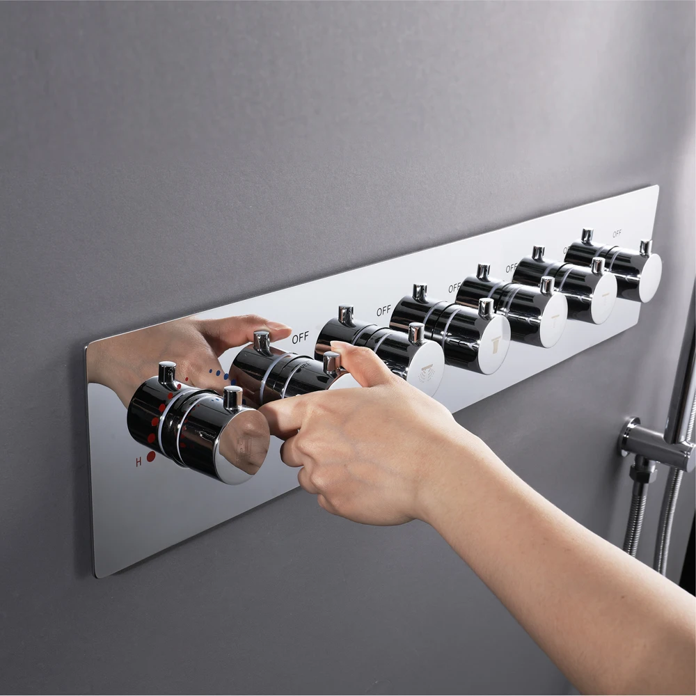 Bathroom Shower Mixing Valves Thermostatic Mixer Faucet Big Water Flow Shower Faucet Brass Chrome Shower Controller 6 Functions