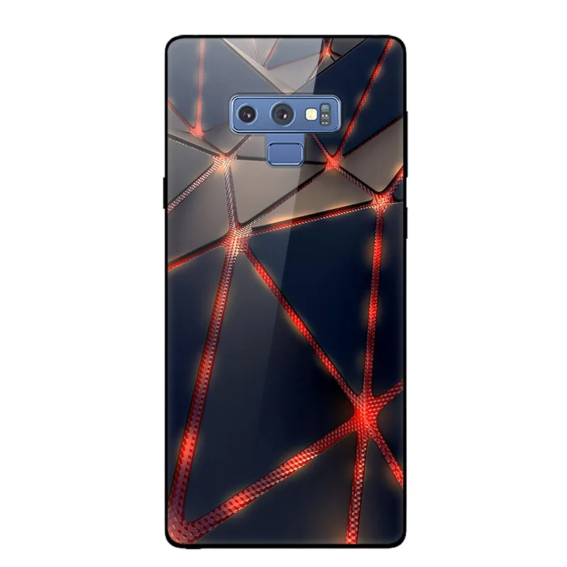 Розовый Чехол для samsung Note 9, Жесткий Чехол из закаленного стекла, окрашенный задний бампер для samsung Galaxy Note 9, мягкий чехол из ТПУ с изображением Луны, кошки, Capas, Coque - Цвет: Розовый