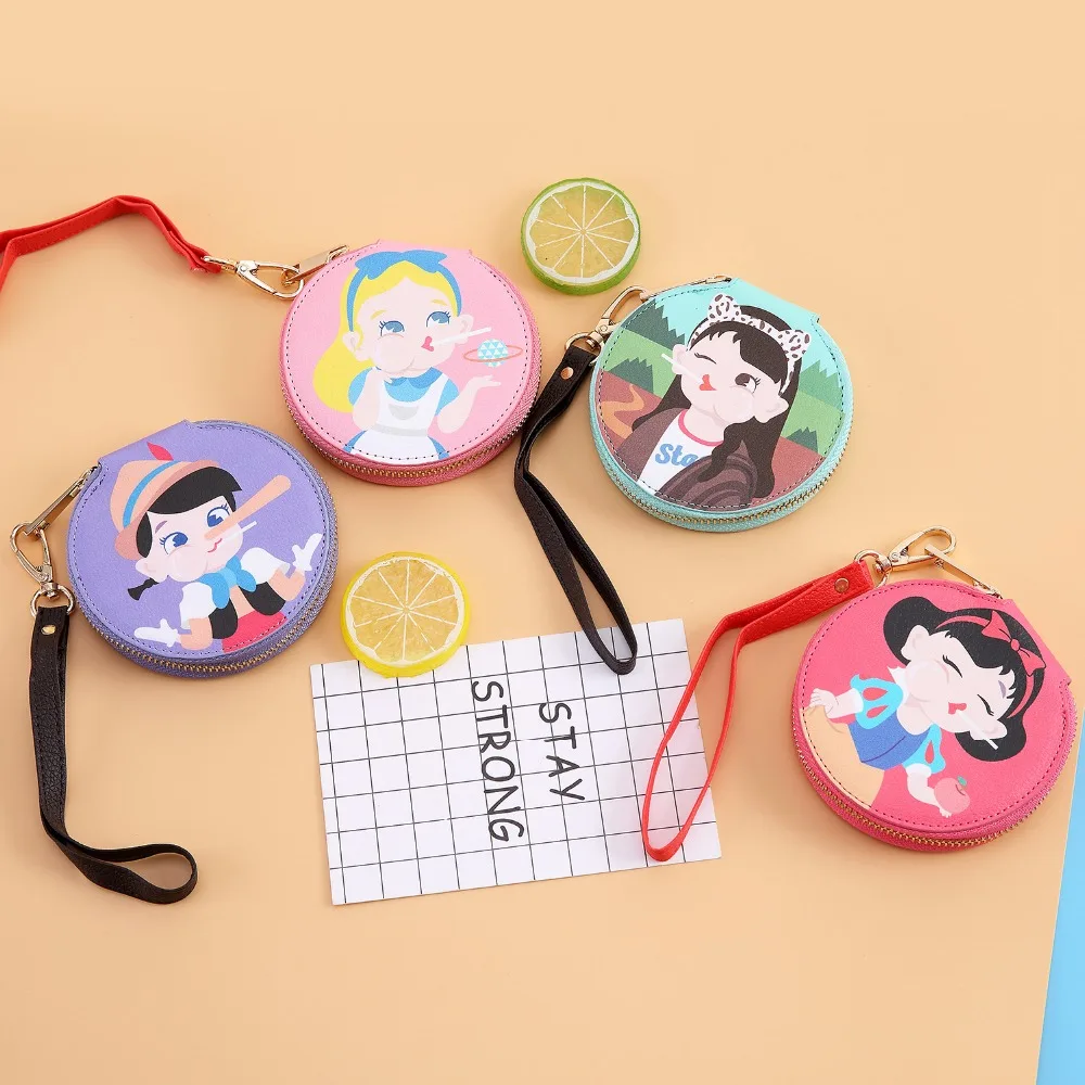

Bentoy Fashion Cartoon Small Coin Purse Wallet Women Zipper Money Pouch Bag Key Chain Bag Round Storage Box For Earphone Case