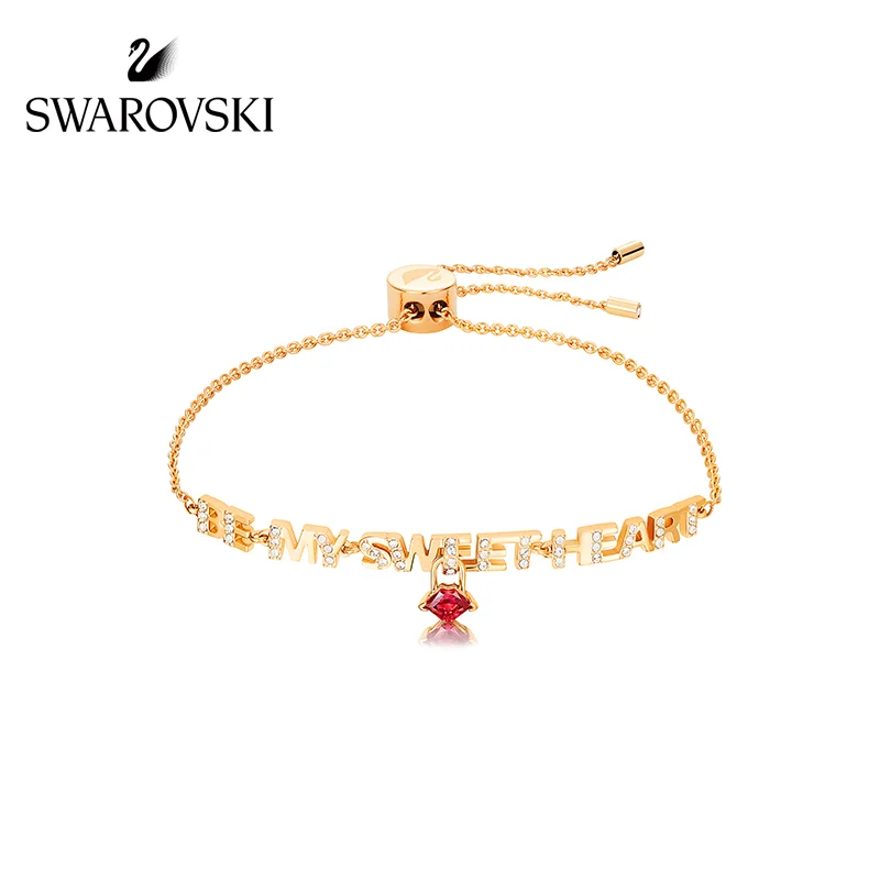

Original Genuine Swarovski MELT YOUR HEART Romantic red lip letter bracelet jewelry women crystal bracelet 5446015