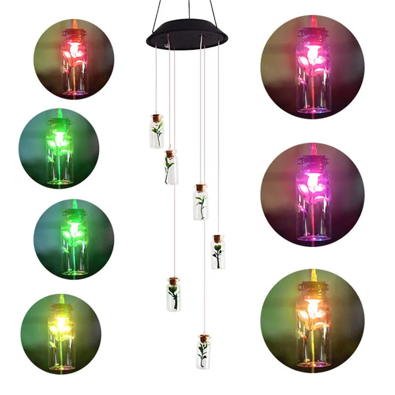 Solar Color-Changing Wind Chime Light LED Garden Hanging Spinner Lamp Color Changing Wind Chime Light Luces 40JUN252