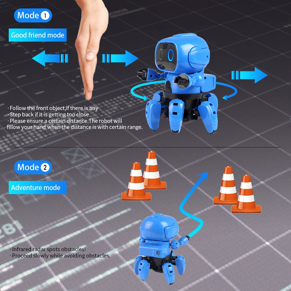 6-legged Rc Robot Gesture Sensing Infrared Obstacle Walking Robot Mofun Diy Assemble Smart Tracking Interactive Toys For Child