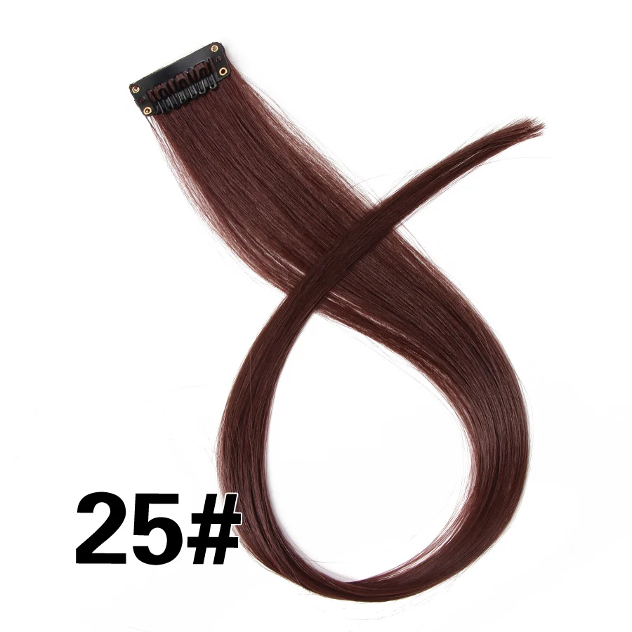 Leeons синтетические волосы для наращивания с зажимом, термостойкие волосы для наращивания, радужные волосы для детей и женщин, волнистые стильные 20 дюймов - Цвет: 25