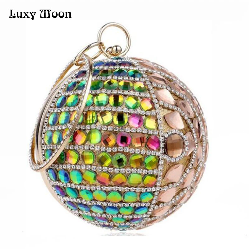 

Luxury crystal Clutch Bag diamond Round Evening Bags Women full dress evening clutch bag Mini Purses Wallet Lady Handbags ZD453