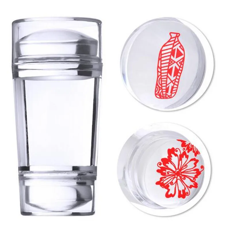 

50pcs Double Head Clear Jelly Silicone Nail Stamper 2.2cm 2.7cm with Scraper Stamping Nail Art Tool Set for Nail Stamp Plate T