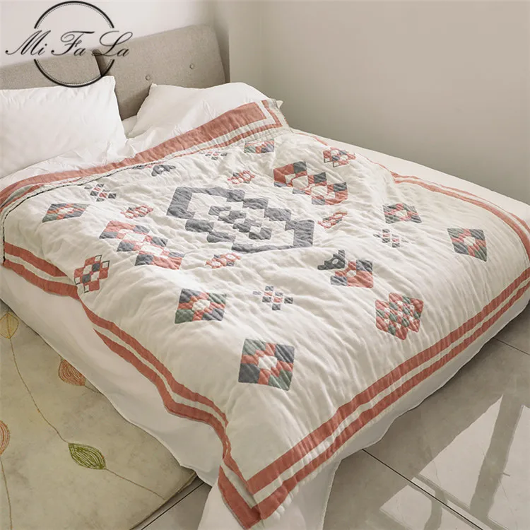 Индийский 4 слоев марли хлопка Полотенца Пледы для кровати Мандала кондиционер летнее стеганное одеяло для дивана покрывало пледы Покрывало MQ2