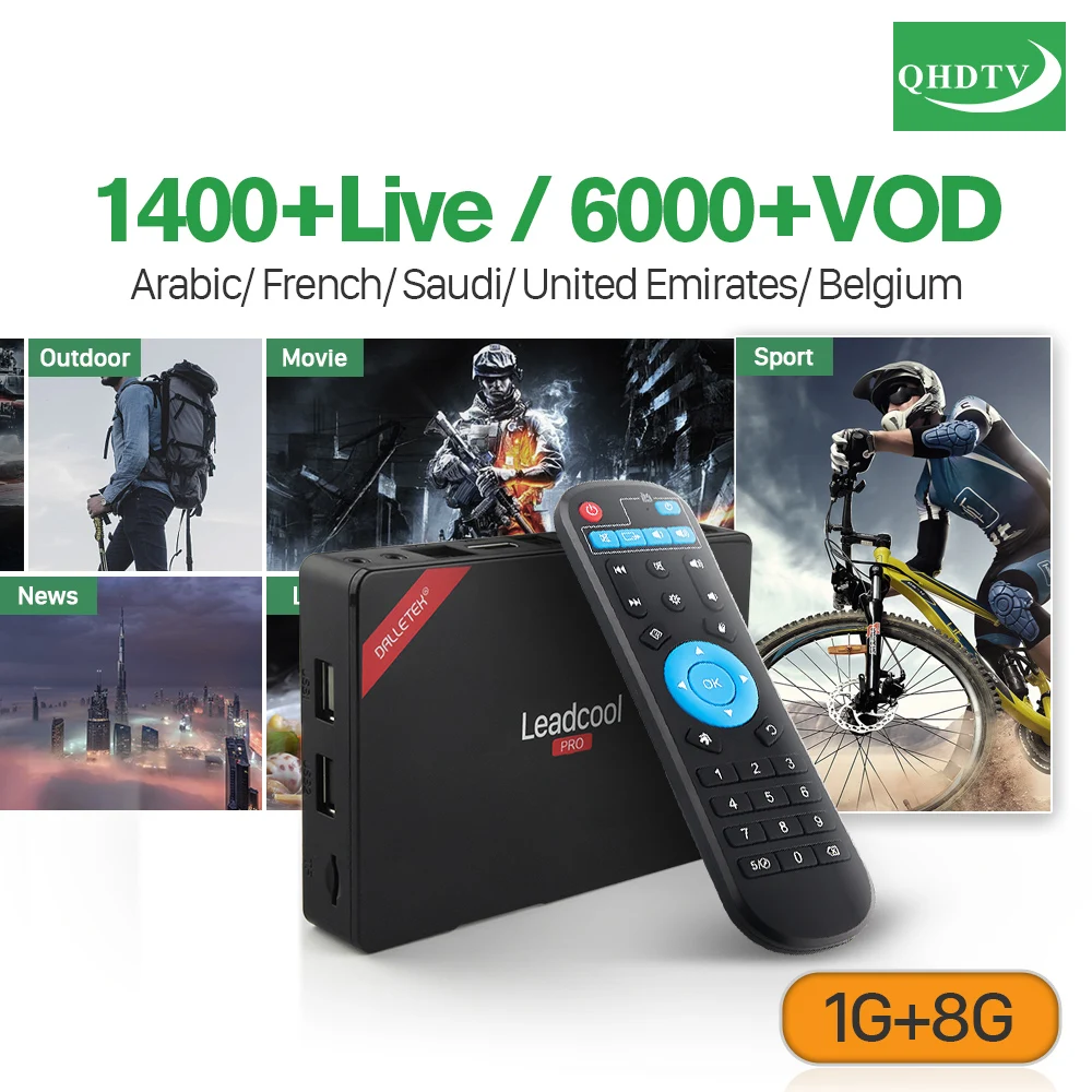 

Leadcool Pro Android 8.1 TV Box IPTV 1 Year QHDTV IPTV Subscription IPTV France Arabic Belgium Morocco Holland Europe IP TV