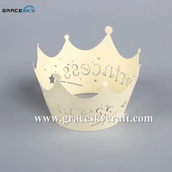 

60pcs Personalized Laser Cut Ivory Birthday Princess Crown wedding Cupcake Wrappers Baking Cake Liner Party Cupcake accessory