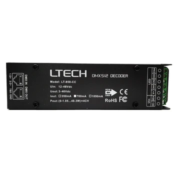 

New Led Constant Current DMX Decoder 4CH CC DMX512 decoder DC12-48V 3 in 1 4CH 350mA 700mA 1050mA Output RJ45 Green Terminal