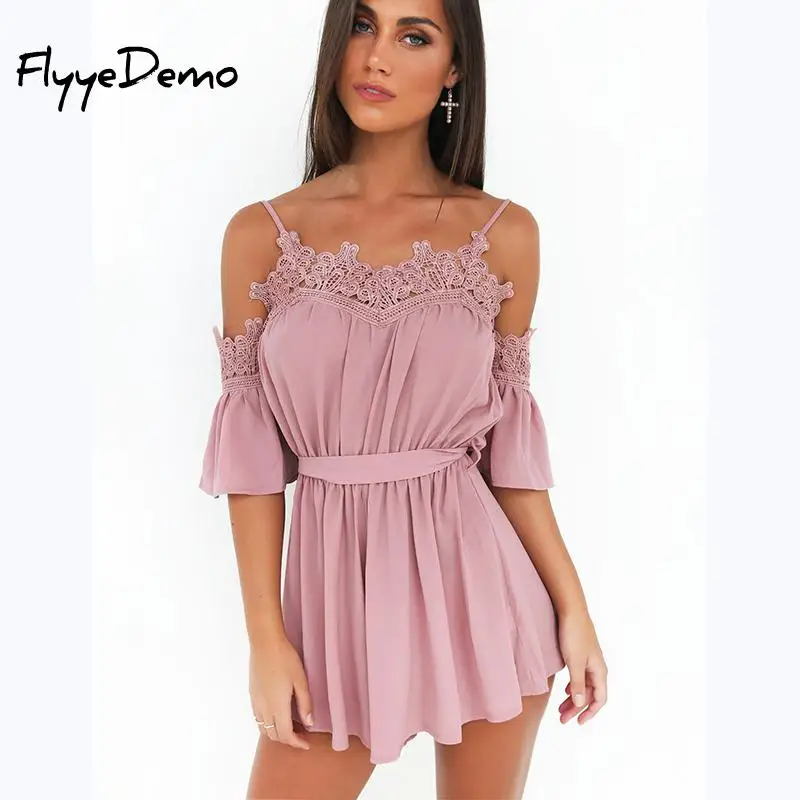 pink and white romper