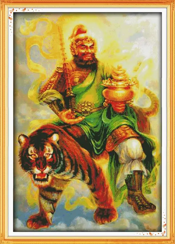 

Home Decoration Martial god of wealth 14CT 11ct DIY Needlework DMC Cross Stitch Set Kits for Embroidery Knitting Needles Crafts