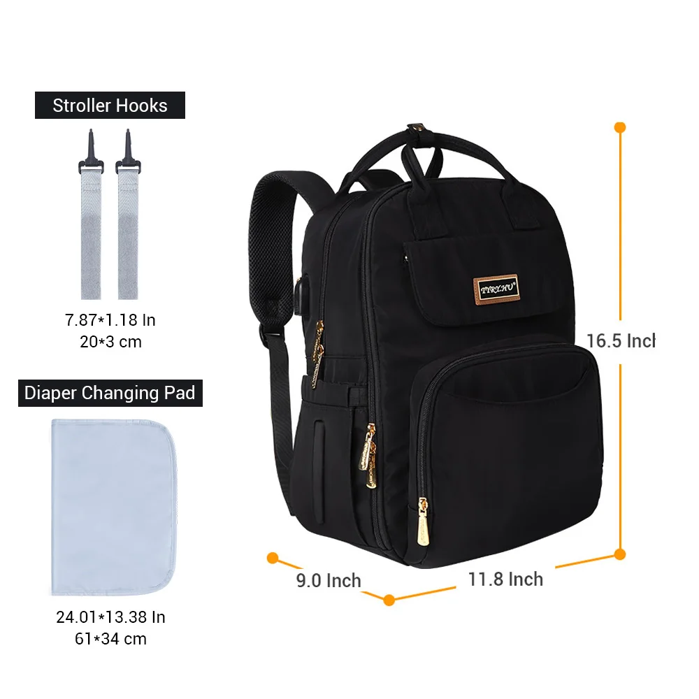Модная сумка для мам, многофункциональная USB сумка для подгузников, Большая вместительная сумка для детских колясок, рюкзак для путешествий для мам
