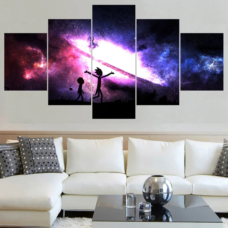 

Space Wall Art Modular Pictures Home Decor Rick And Morty Animation Canvas Painting Calligraphy Living Room HD Printed Poster