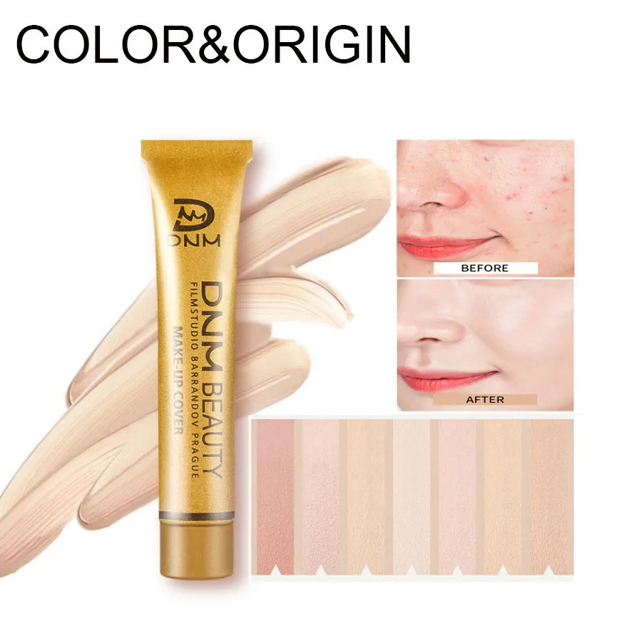 

6 Colors Golden Tube Face Foundation Makeup Base Setting Spray Full Coverage Foundation Cream Long Lasting Cosmetics Oil Control