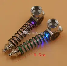 New Arrive MINI Pipe Rasta Metal Smoking Pipe With Lid LED Flash Light Screens Spring