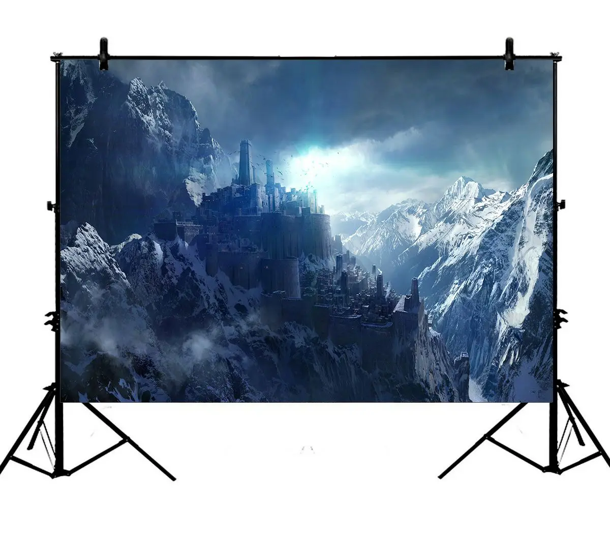 

5x7ft Snowcapped Winter Snow Mountains Castles Polyester Photo Background Portrait Backdrop