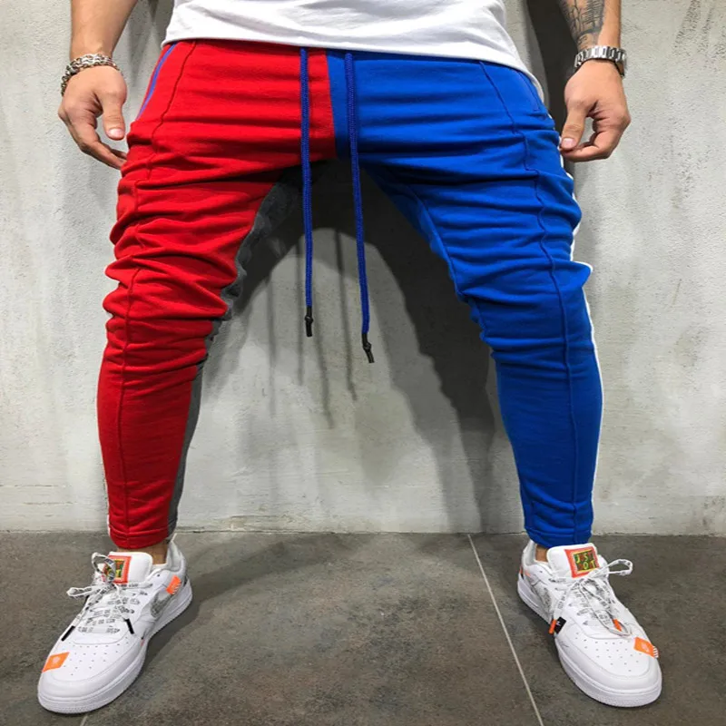 2019 new men's trousers casual color matching design