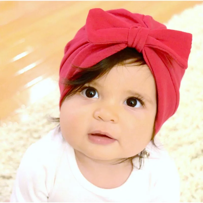 

Candy Colors Cotton Bow Knot Hat Baby Headbands Soft Comfortable Elastic Hat Turban For Kids Baby Hair Accessories