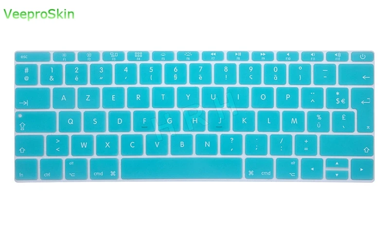Aqua Blue Для Macbook 12 дюймов AZERTY французский Великобритания силиконовая клавиатура кожного покрова для MacBook New Pro 1" A1708( версия, без Touch Bar - Цвет: Aqua Blue