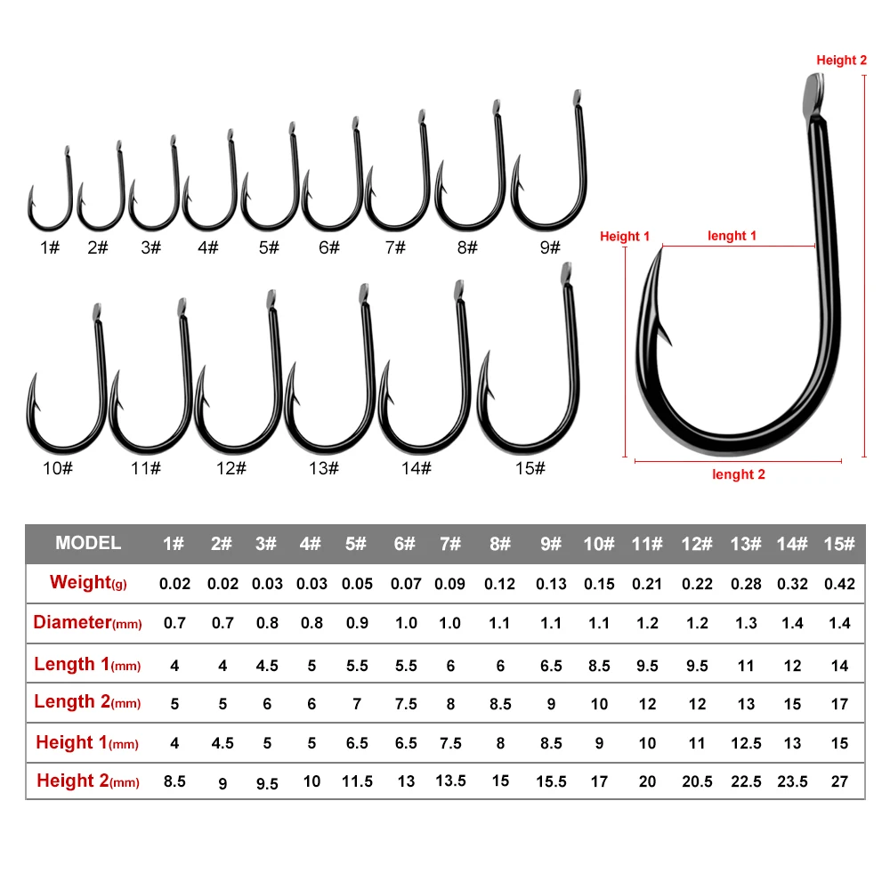 Proberos 200 шт./лот 1#-15# одиночный крючок сильные и мощные рыболовные крючки черные цветные одиночные большие тройные Крючки