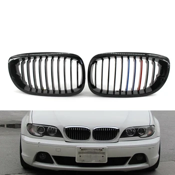 

Gloss Black M-Color Front Kidney Sport Grille Grill For BMW E46 LCI Facelift 03-06 325CI 330CI 2 Door 51137064317, 51137064318
