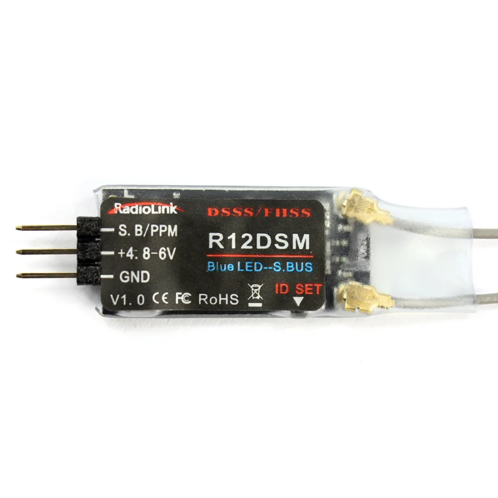 RadioLink R12DSM двойная антенна мини приемник 12 канал 2,4 г AT9 AT9S AT10II F21423