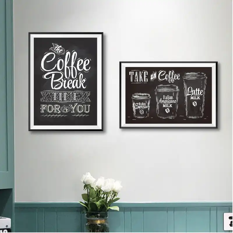 Toile De Peinture De Cafe Pause Cafe Citation Tableau Craie Vintage Imprime Affiche Cafe Salon De The Mur Art Decor Cafe Toile De Peinture Aliexpress