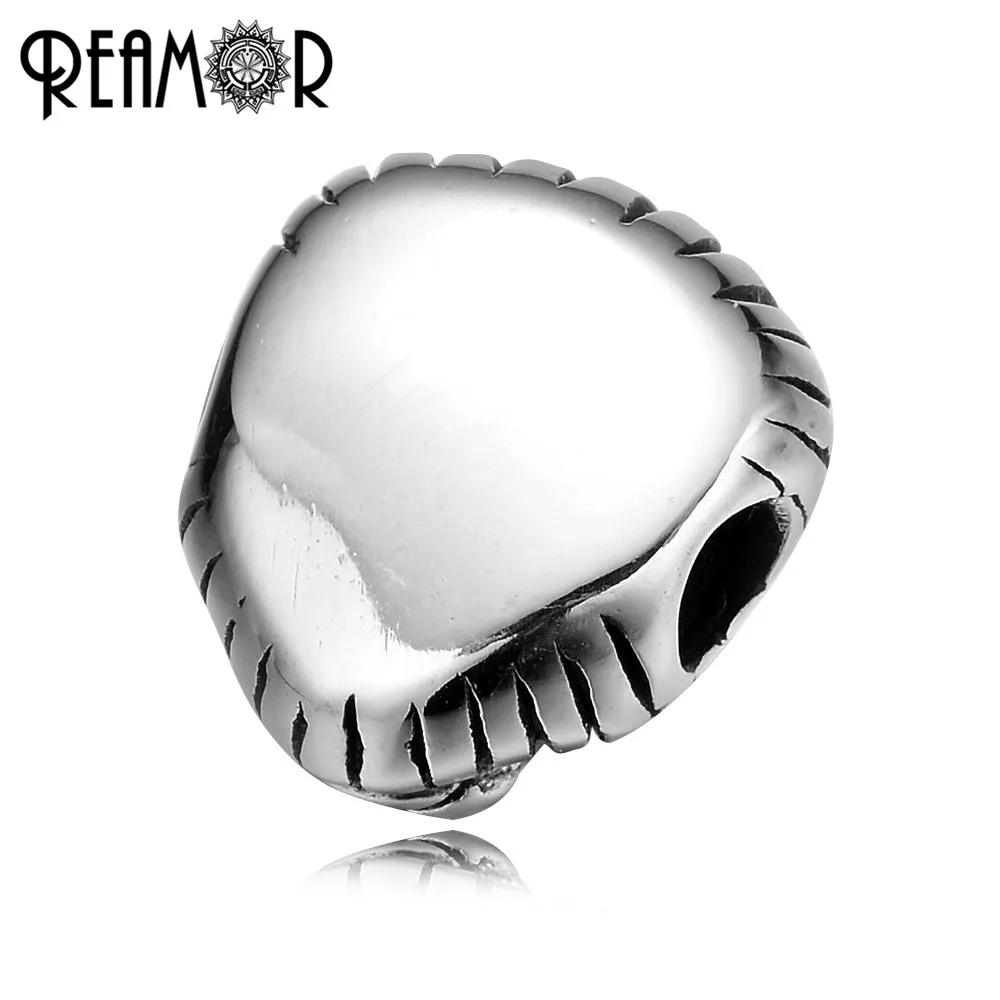REAMOR 2mm 316L Stainless steel Animal Lion head Beads Charms The king of Beasts Spacer Beads for Bracelet Jewelry Making Fashion Jewelry