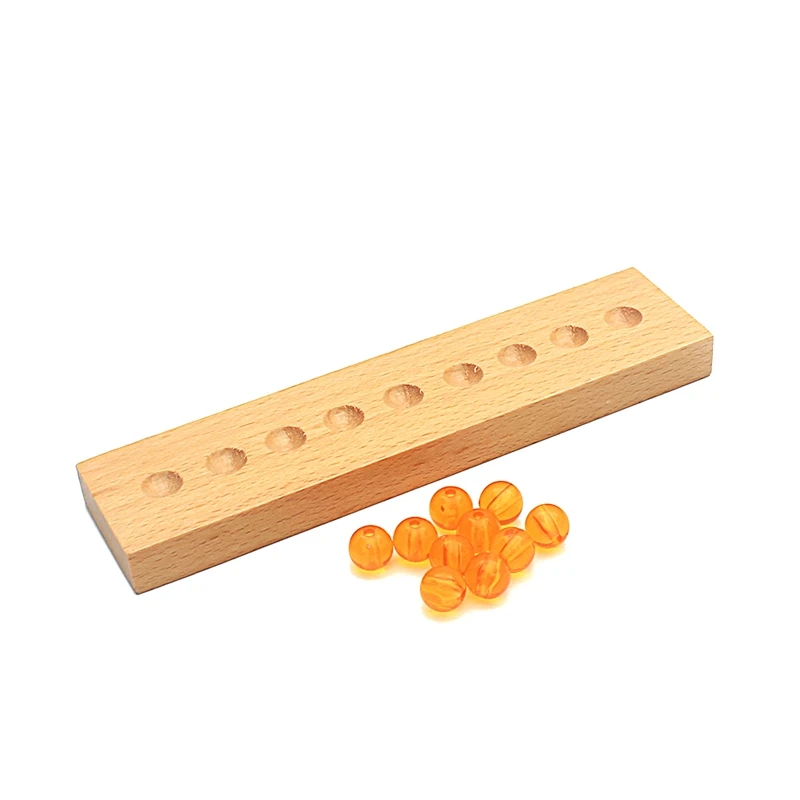 Kids Montessori Teaching Aids 10Pcs Golden Beads Units Wooden Toy Math Learning Decimal System Preschool Baby Toy for Children