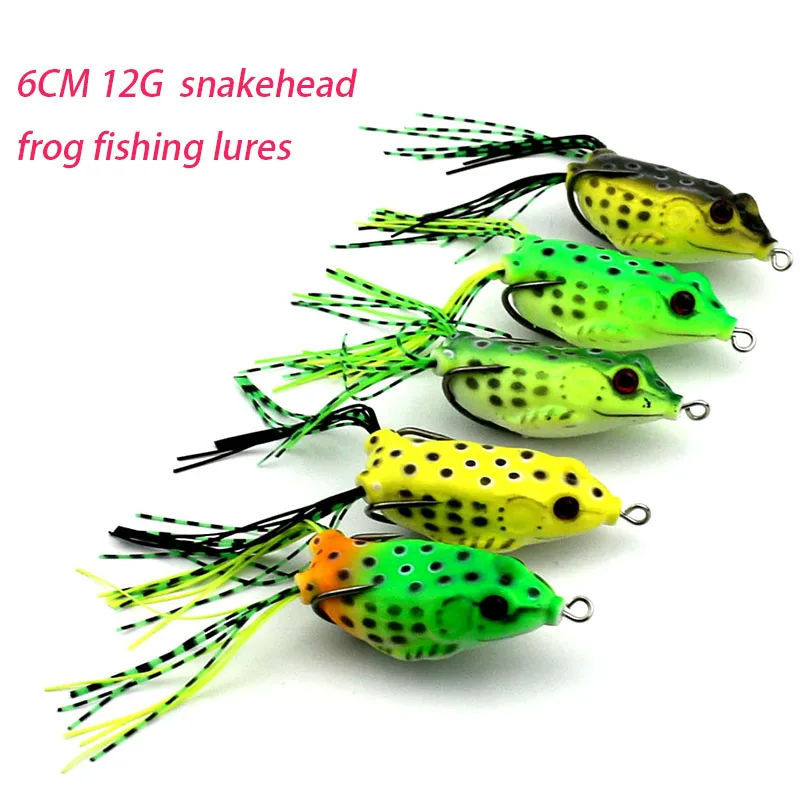 50pcs 6cm 12g japan hooks snakedhead pike plastic frog fishing lures wobble bass salmon fishing