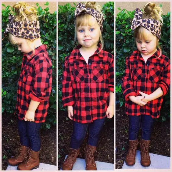 

2017 Autumn Baby Boys Girls Long Sleeve Shirt Plaids Red Black Checks Tops Blouse Cotton Clothes Outfit 1-7Y Kids Children Shirt