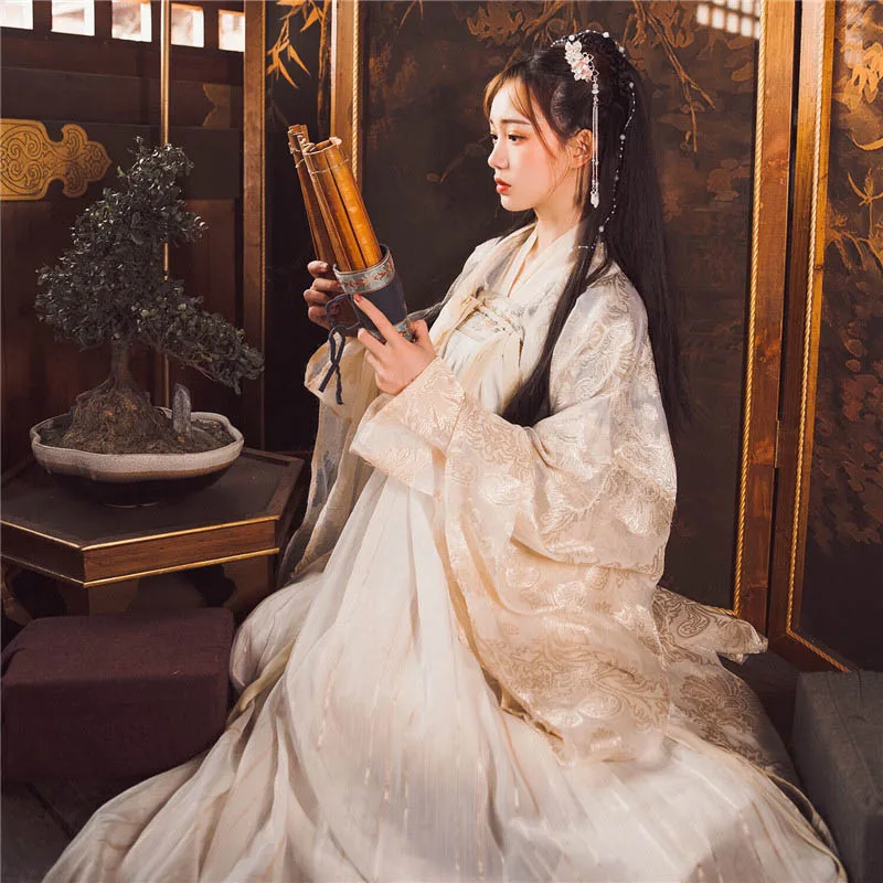 Hanfu костюм элегантная одежда в китайском стиле для женщин Китайская древняя и традиционная Женская одежда народная танцевальная одежда DQL1057 - Цвет: As picture