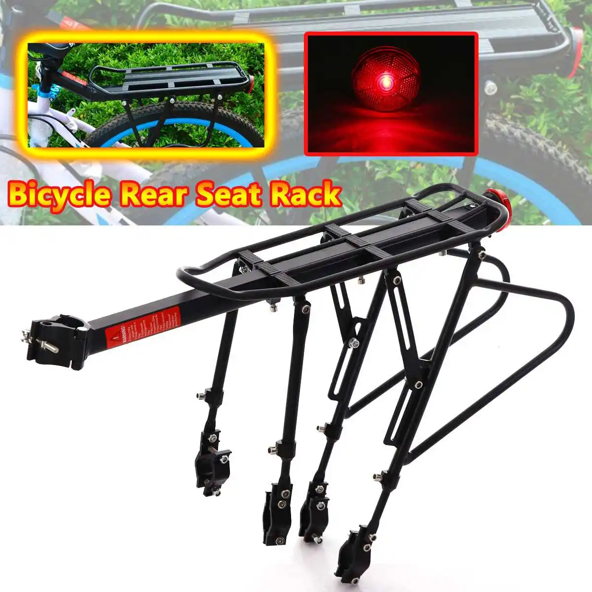 

Bicycle MTB Bike Rear Rack Reflector Seat Post Mount Pannier Luggage Carrier Shelf Bracket 50kg Quick release