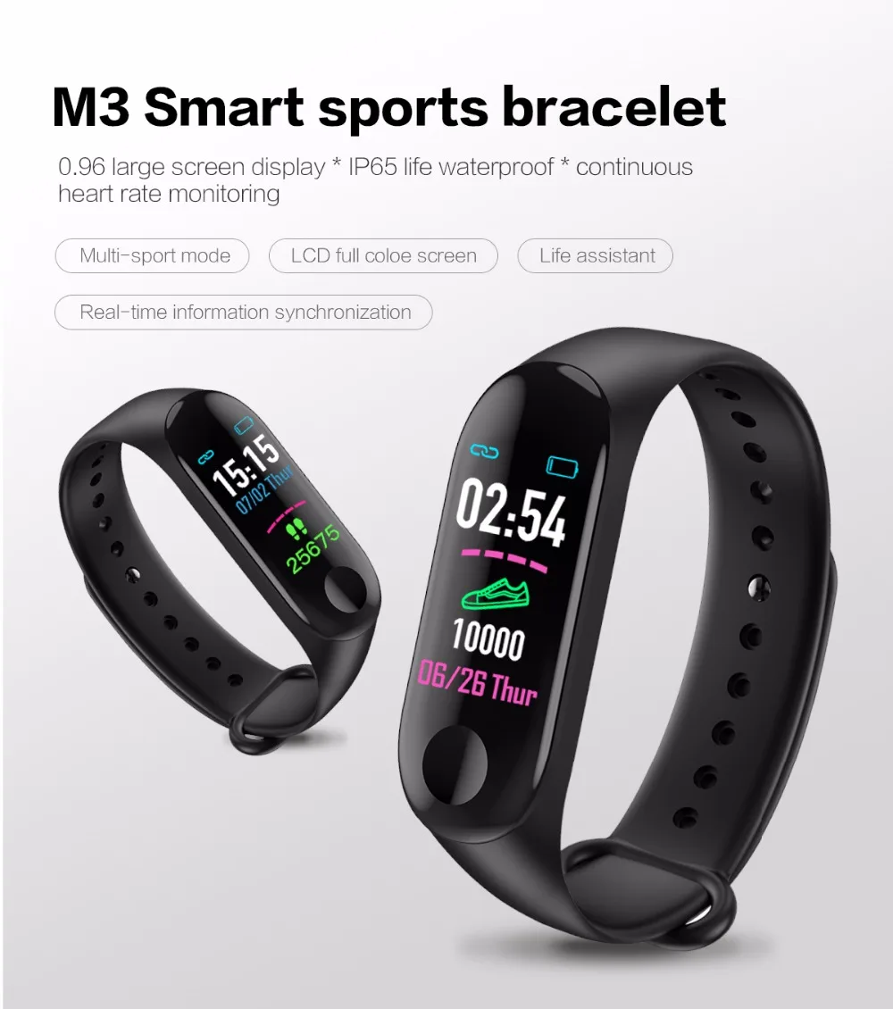 M3 Pro Smart Band Waterproof Fitness Tracker VS M3 Plus Smart Bracelet Blood Pressure Heart Rate Monitor