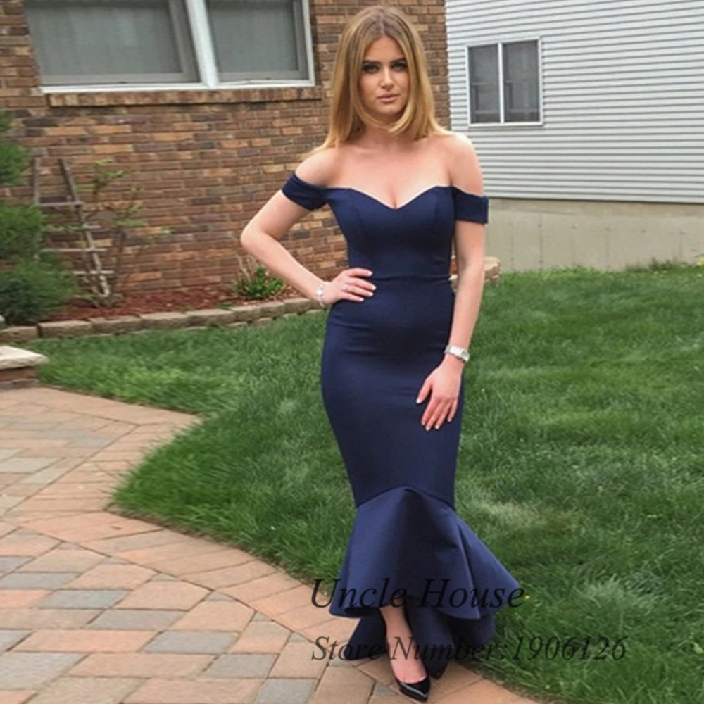 Blue Sexy Navy Blue Mermaid Prom Dress 
