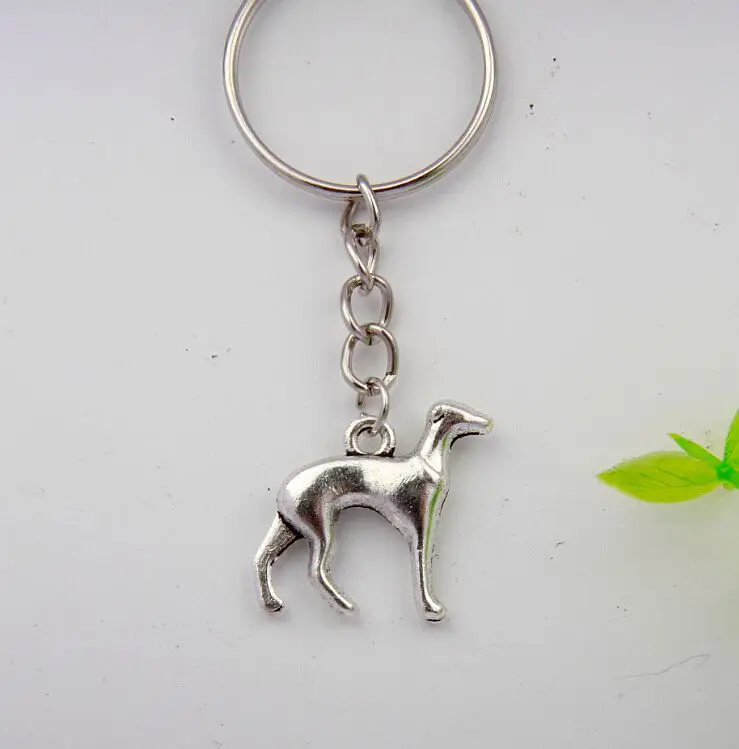 

50pcs Hot Sell Fashion Jewelry Vintage Silver Greyhound Dog Charm Steampunk Keychain DIY Fit Keyring Accessories Shipping S805