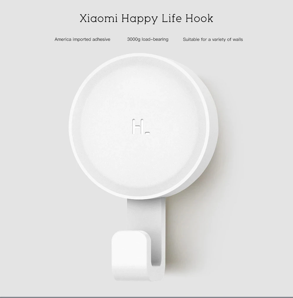 Xiaomi Happy Life белый крючок, 6 шт., подходит для ванной, спальни, кухонных стен, 3 кг, максимальная нагрузка, крепкие Пластиковые Крючки