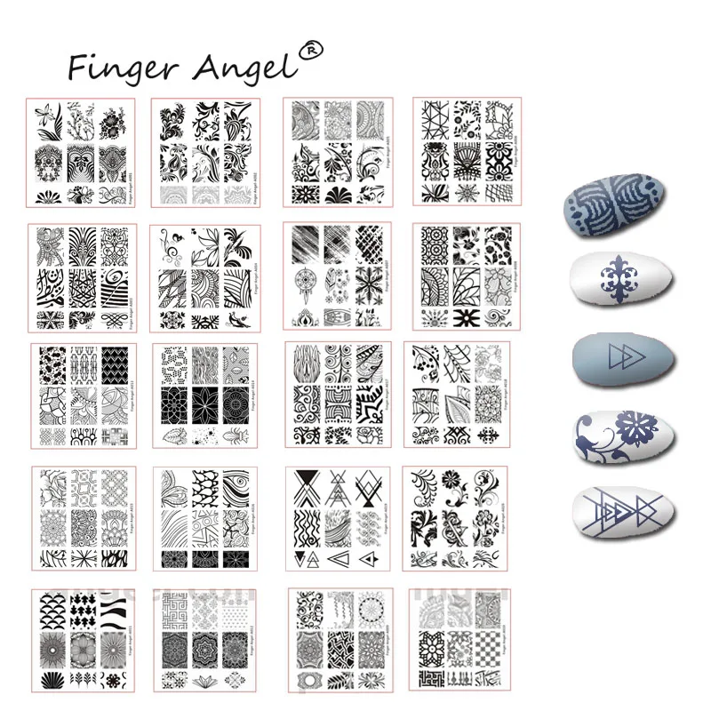 Finger Angel 1 шт. пластины для штамповки ногтей штамп изображения пластины Ловец снов Линия Дизайн DIY квадратный геометрический металлический шаблон для ногтей