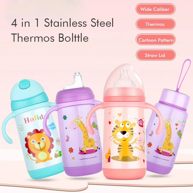 REIZBABY Новый 4in1 ребенка термос бутылочки функциональные Мультяшные из нержавеющей
