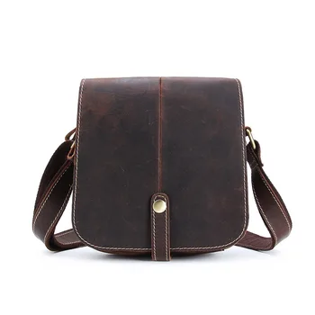 

Crazy horse leather crossbody diagonal bag retro personality trend men's small shoulder bag