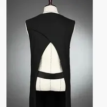 S-5XL! новая мужская одежда GD волосы стилист моды личности улица крест обратно подол жилет размера плюс костюмы