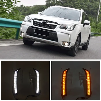 

CAPQX 1 Pair For Subaru Forester 2013-2016 Front LED DRL Daytime Running Driving Light Day light Fog Lamp With Yellow Turn light